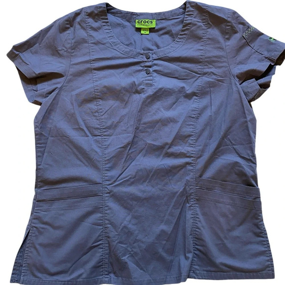 CROCS Medical Scrub Tops Shirt W/ Pockets Gray Women's Size Medium - Picture 3 of 10